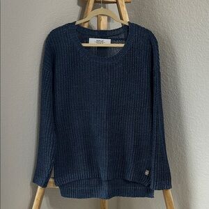 Replay Open Knit Blue Round Neck Sweater